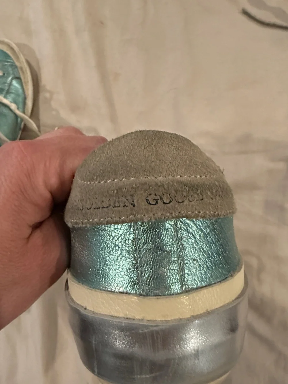 Golden Goose Metallic Teal Star Lace-Up Sneakers - Picture 9 of 12